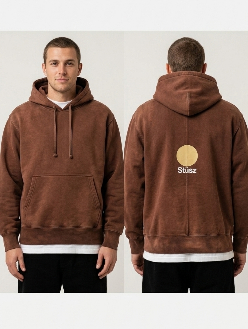 Stillz Brown Distressed Style Hoodie Heavy Duty XL